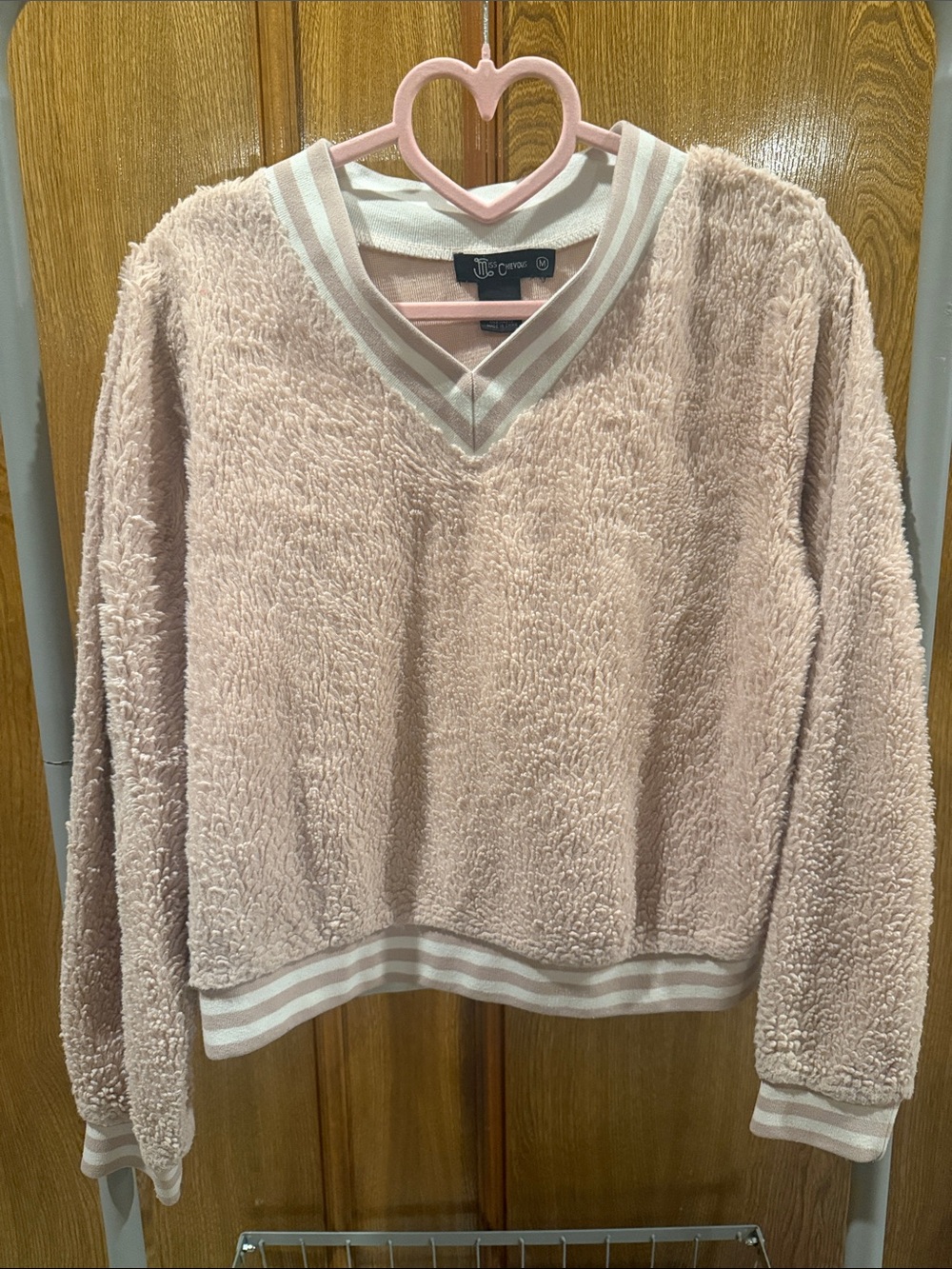 Miss Chievous Blush Plush V-Neck Sweater